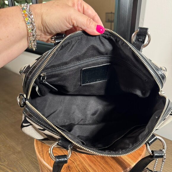 Coach Signature Stripe Canvas & Leather Satchel — New Without Tags - Picture 6 of 8